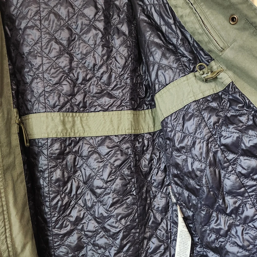 LL Bean East End Parka Canvas  Thinsulate Military Hooded Utility Jacket Size S